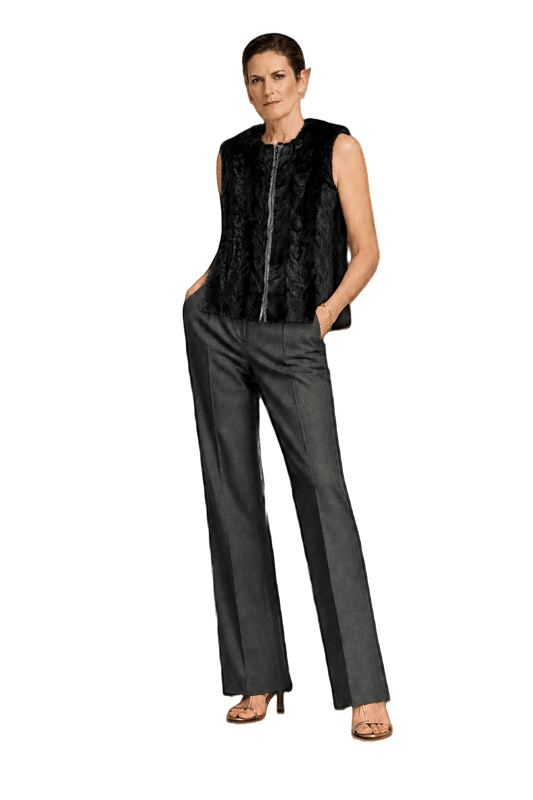 1990s Black Faux Fur Vest - Model