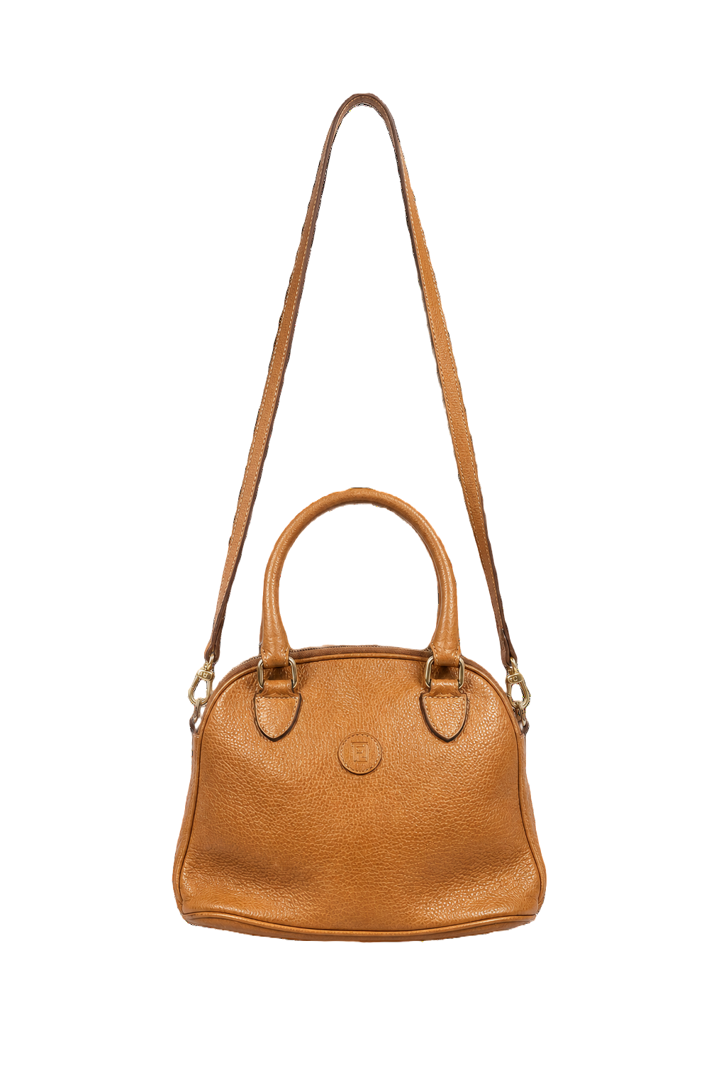 1980s Brown Leather Handbag - Front View