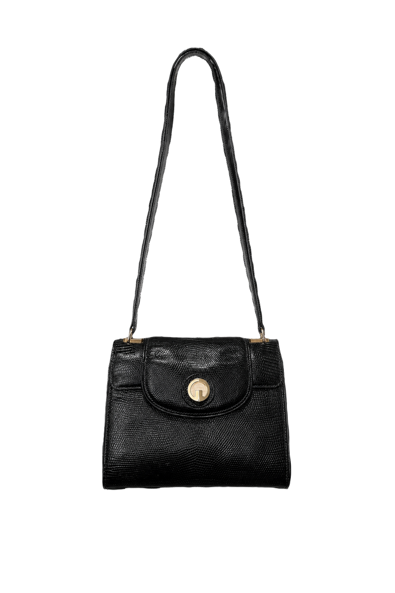 1990s Black Leather Bag - Front View