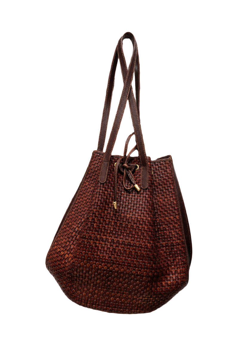 1980s Brown Leather Bag - Front View