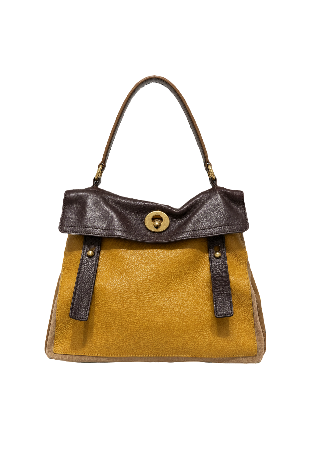 1990s Mustard Yellow Leather Bag - Front View