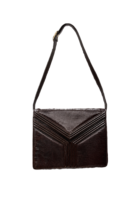 1990s Dark Brown Leather Bag - Front View