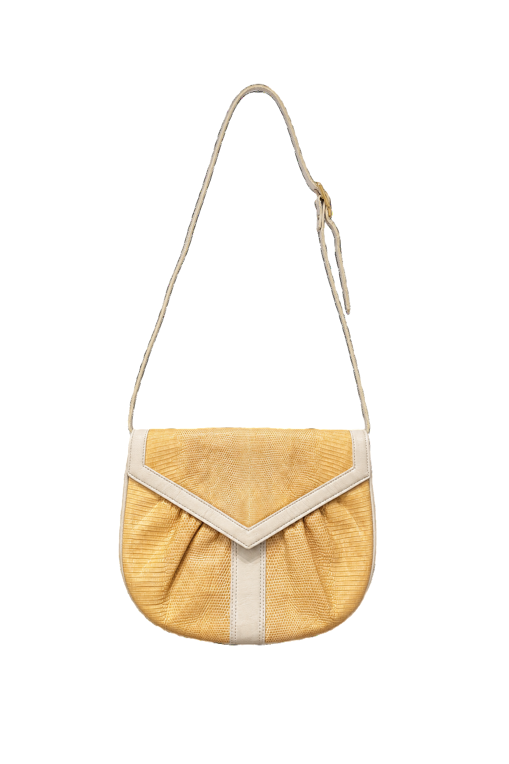 1990s Yellow Faux Leather Bag - Front View