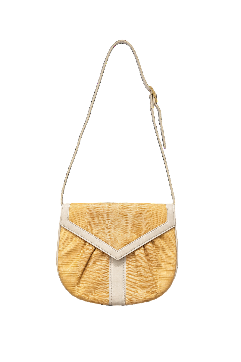 1990s Yellow Faux Leather Bag - Front View
