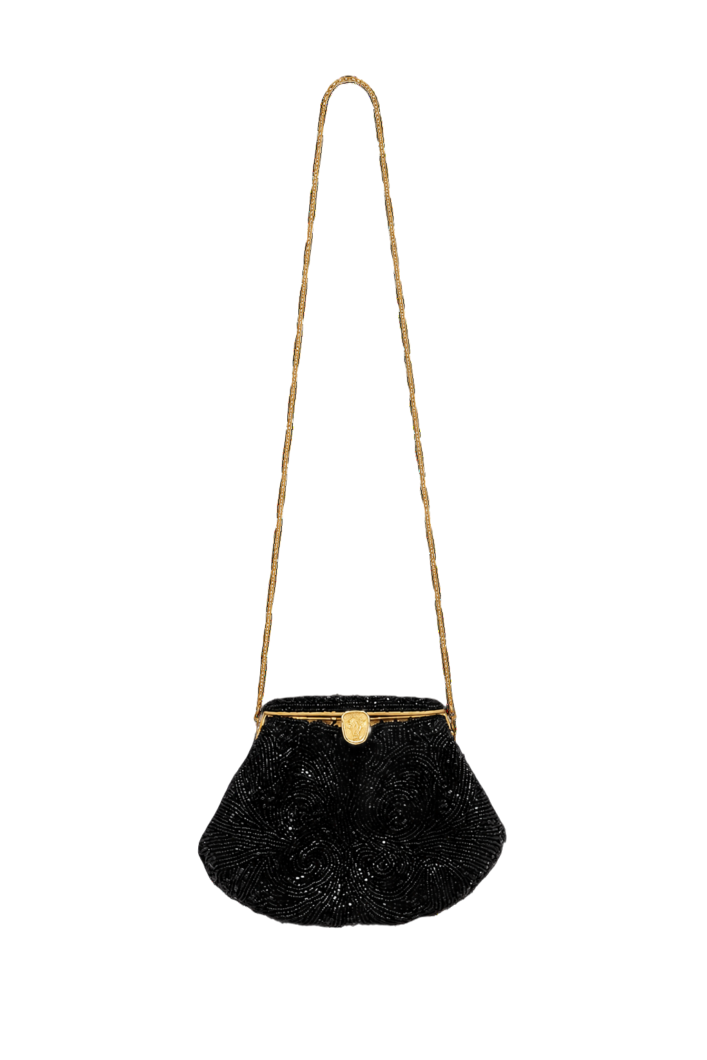 1920s Black Beaded Evening Bag - Front View