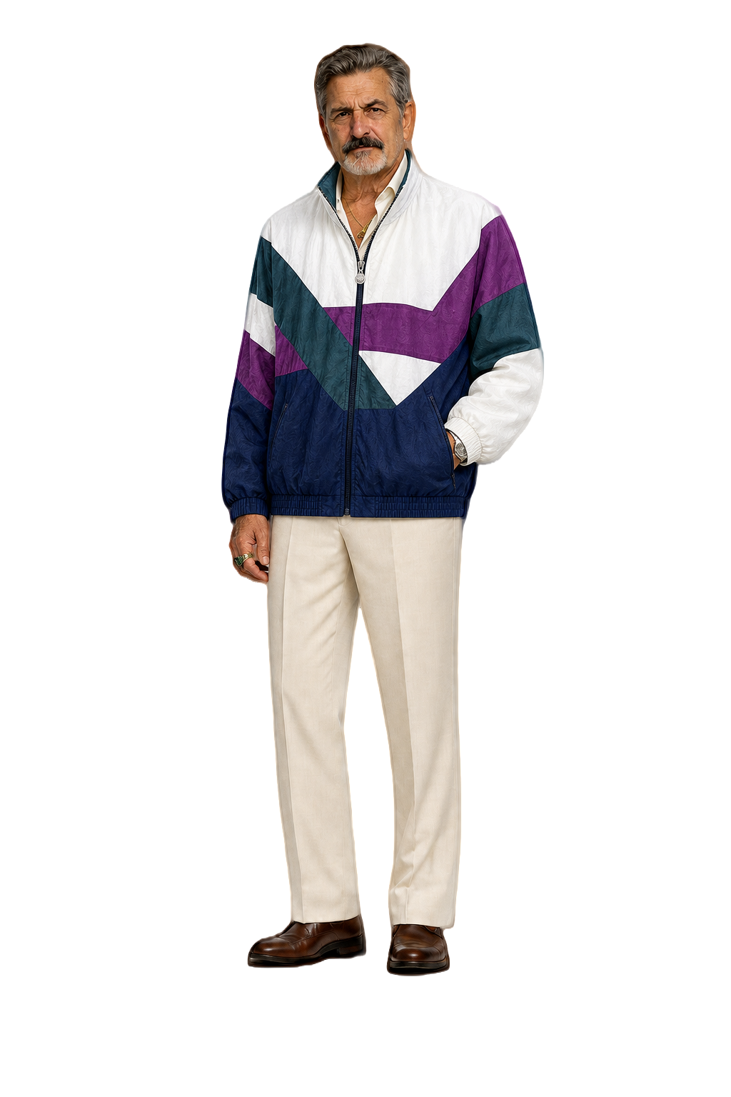 1990s White Purple Nylon Jacket - Model