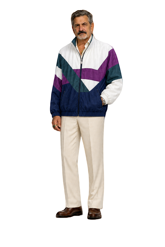 1990s White Purple Nylon Jacket - Model