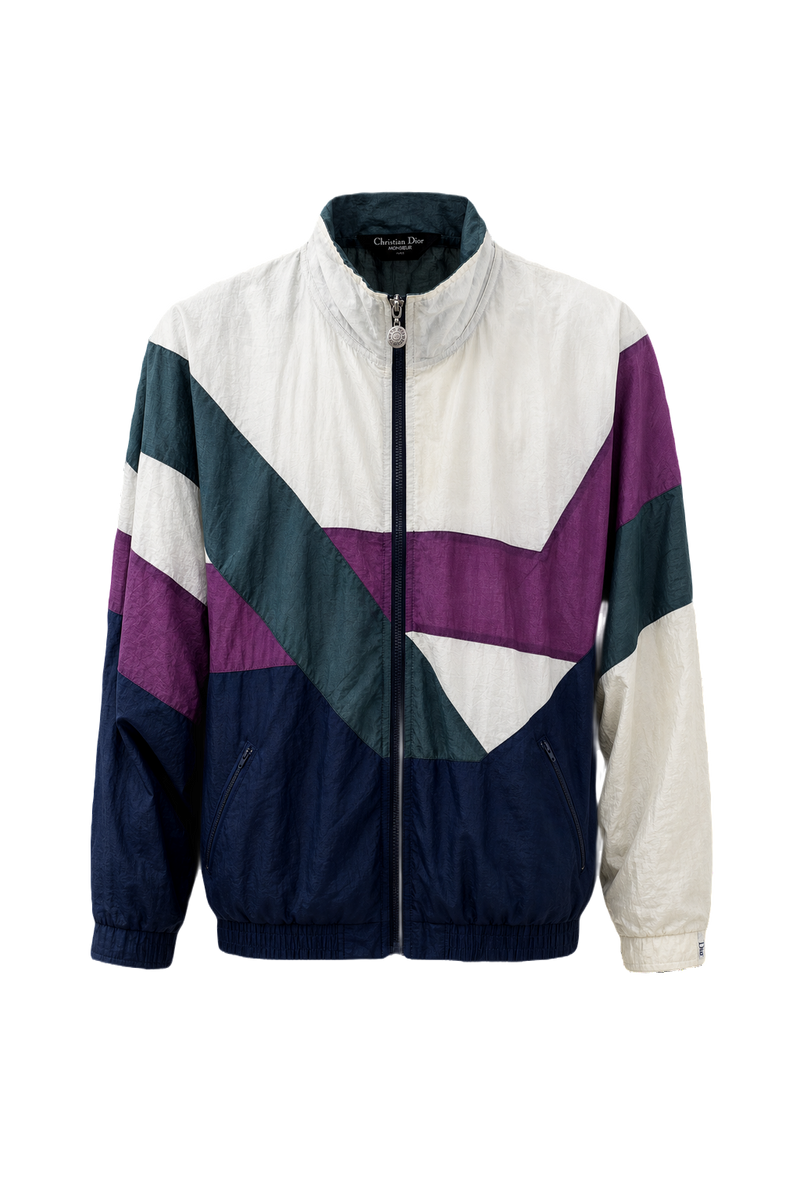 1990s White Purple Nylon Jacket - Front View