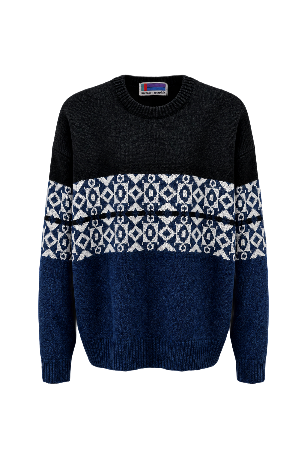 1970s Black Wool Sweater - Front View