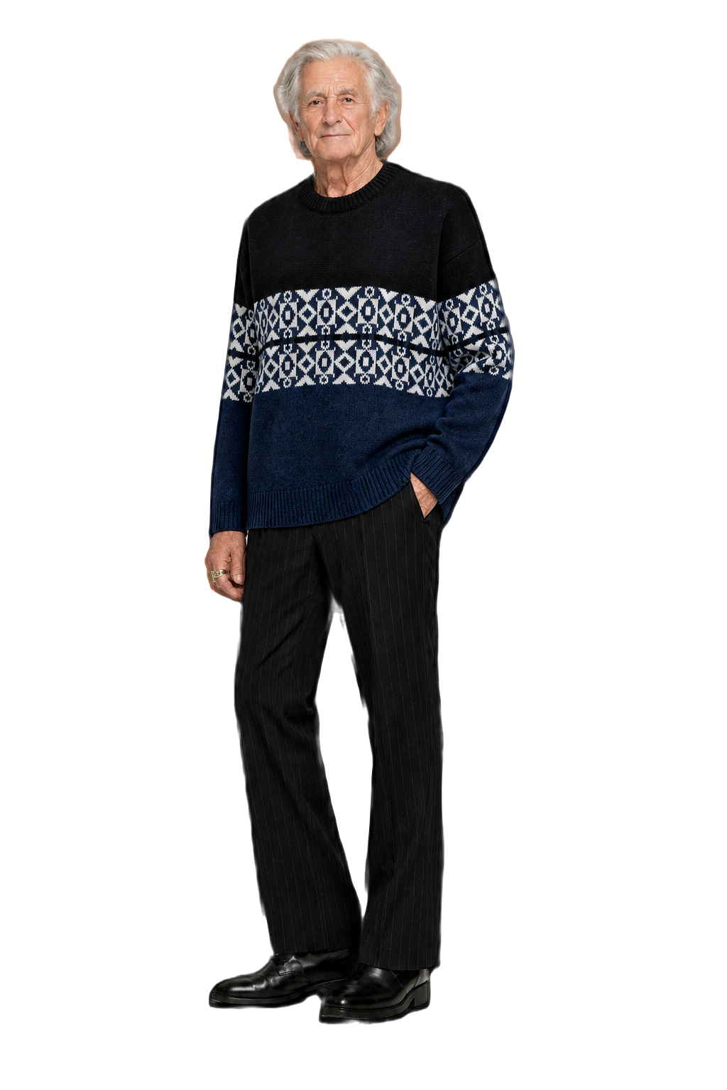 1970s Black Wool Sweater - Model