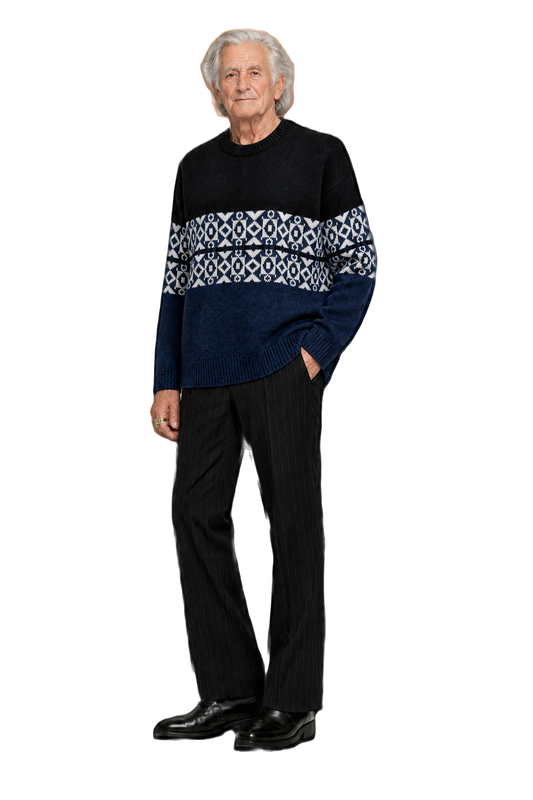 1970s Black Wool Sweater - Model