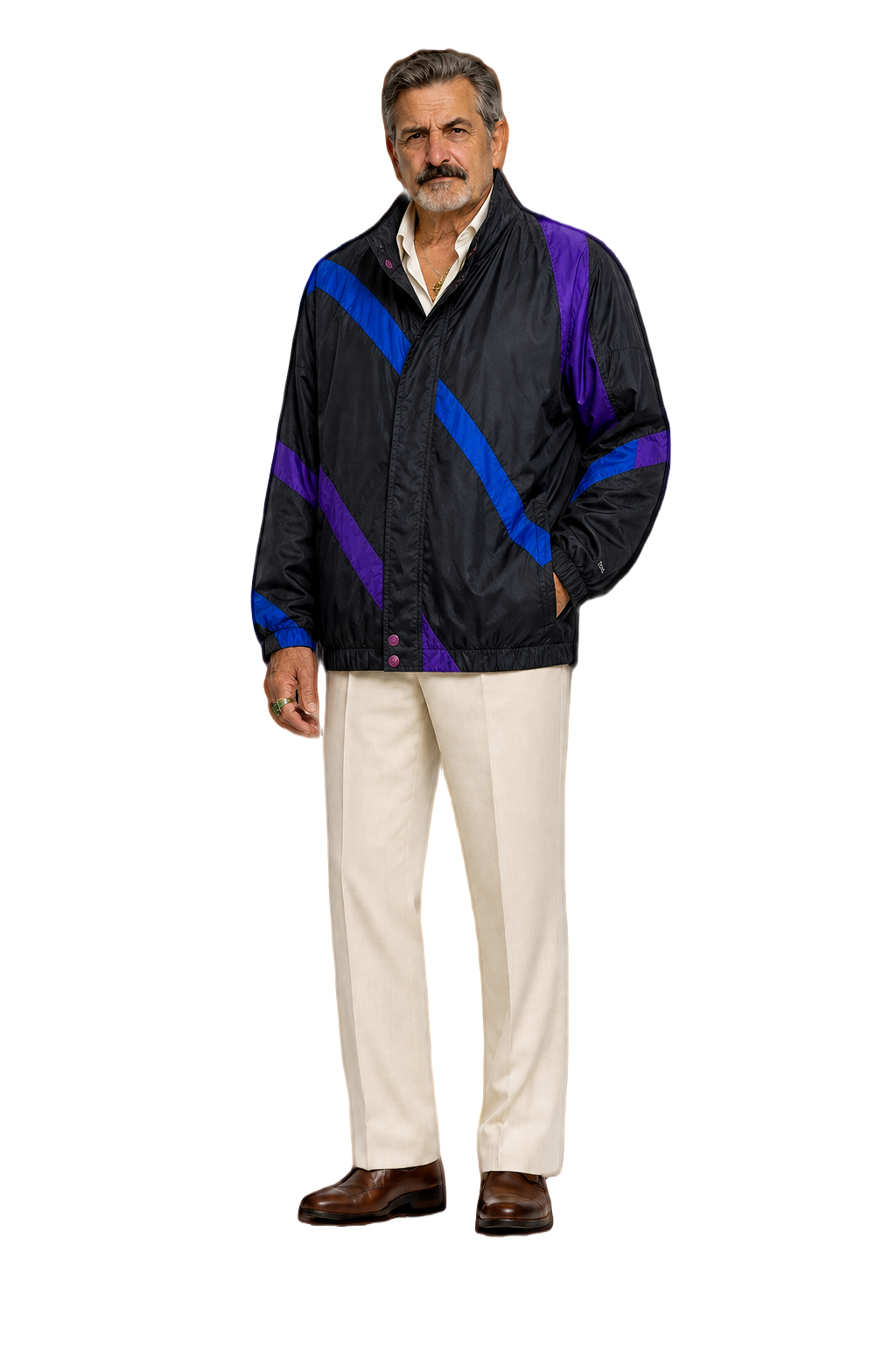 1990s Black Nylon Color-Block Jacket - Model