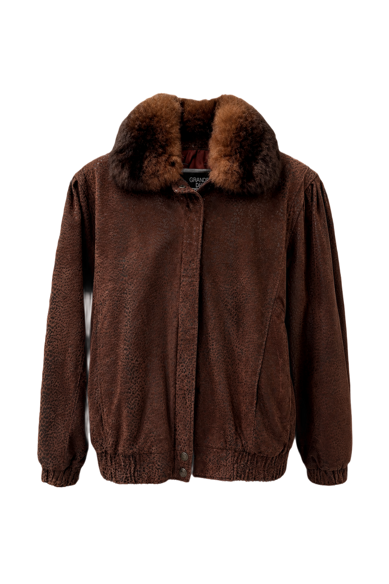 1990s Dark Brown Suede Jacket - Front View