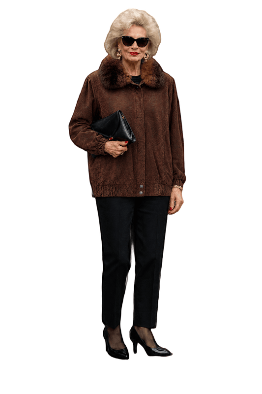 1990s Dark Brown Suede Jacket - Model