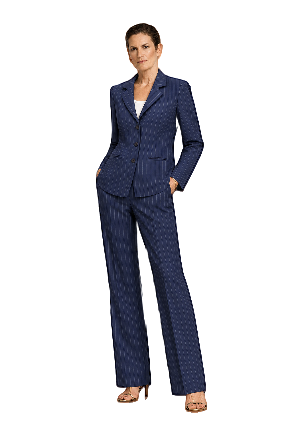 1990s Navy Blue Wool Blend Blazer + Trousers - Model