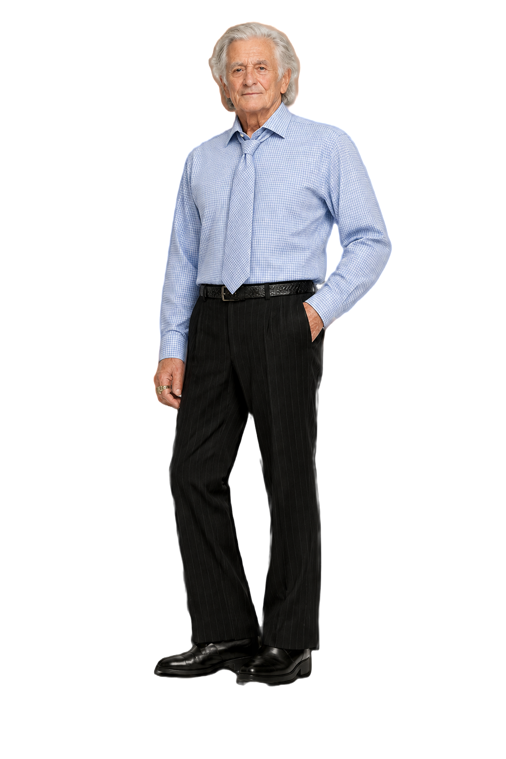 1970s Light Blue Cotton Dress Shirt - Model