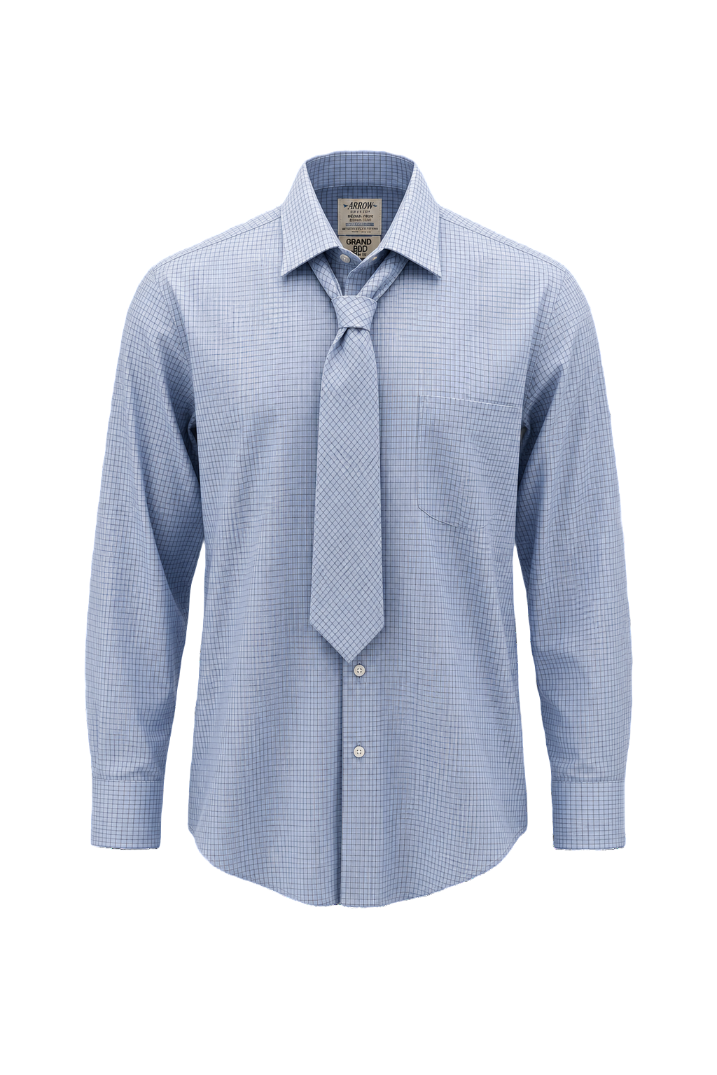 1970s Light Blue Cotton Dress Shirt - Front View