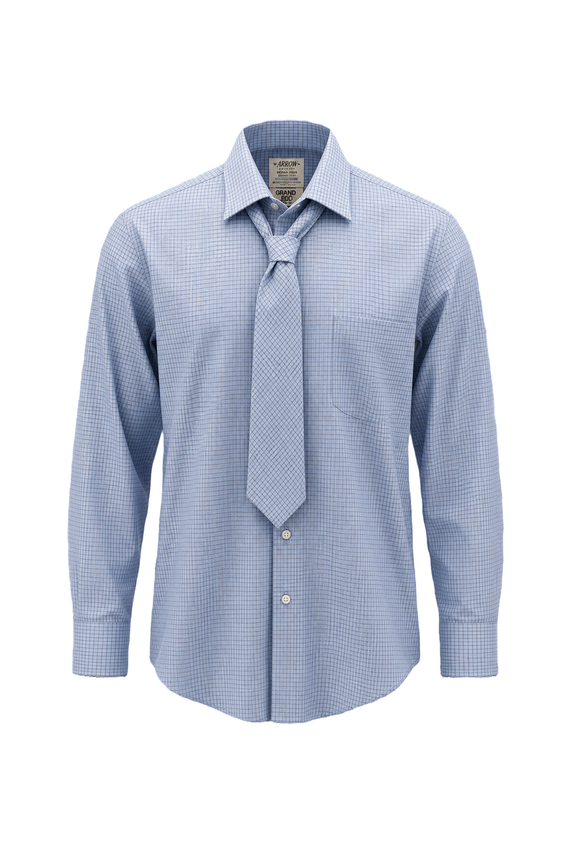 1970s Light Blue Cotton Dress Shirt - Front View