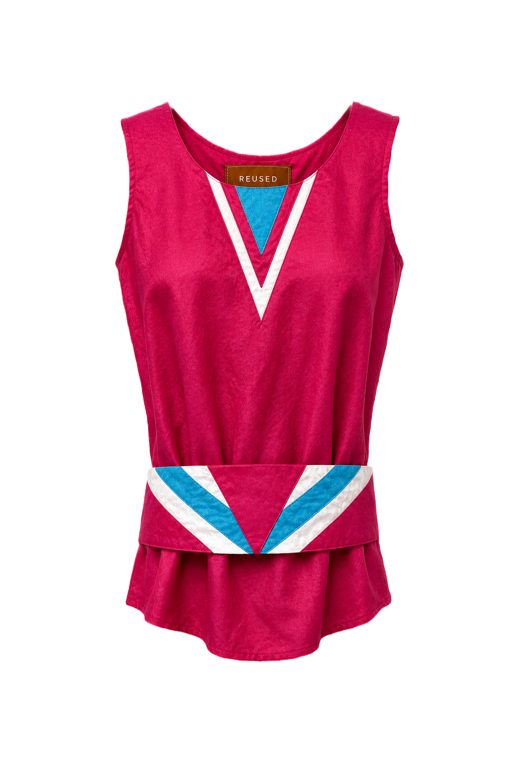 1980s Bright Pink Cotton Blend Tank Top - Front View