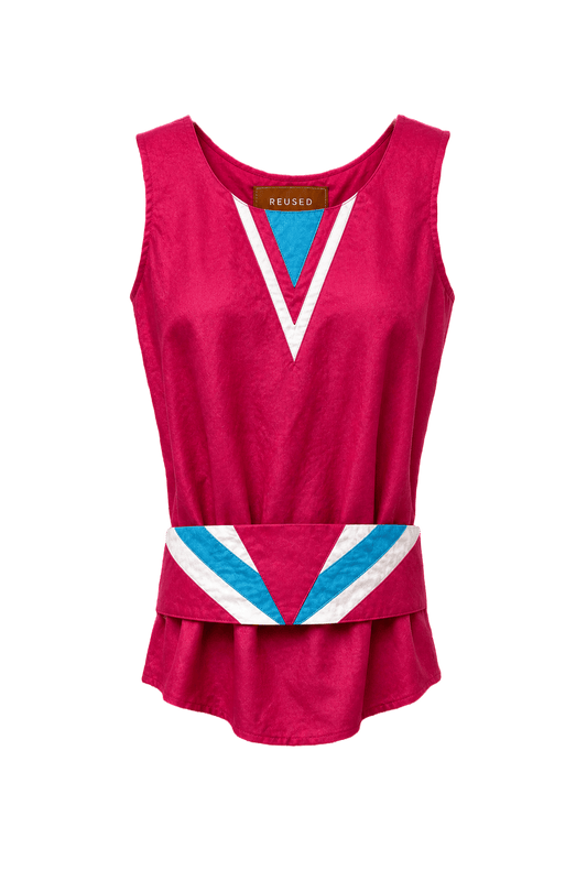 1980s Bright Pink Cotton Blend Tank Top - Front View