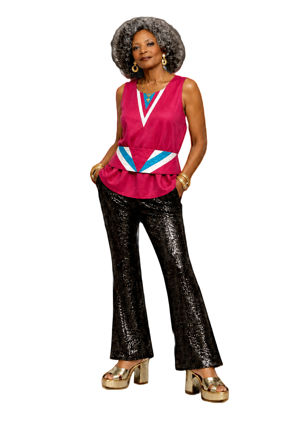 1980s Bright Pink Cotton Blend Tank Top - Model