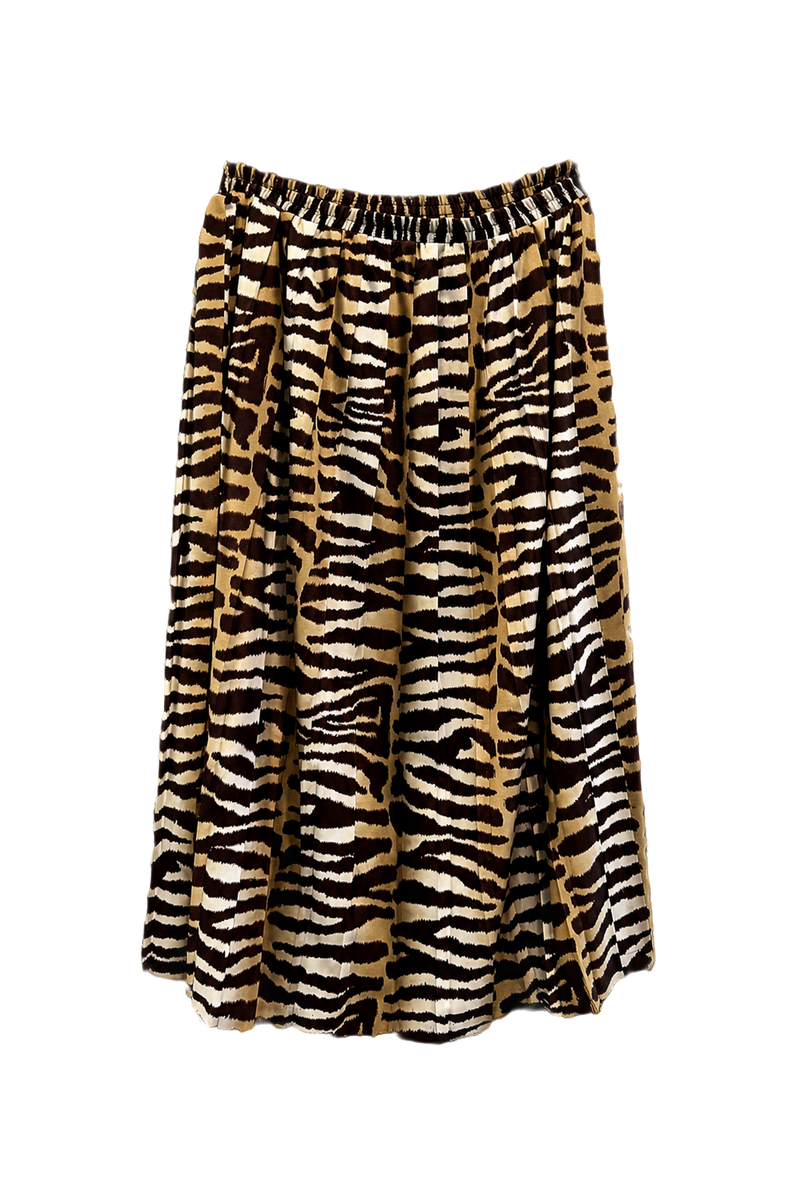 1990s Brown Polyester Skirt - Front View