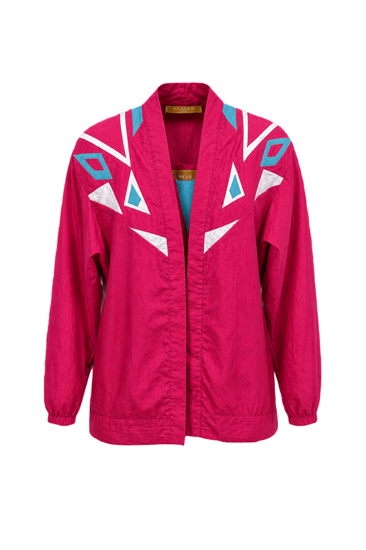 1980s Magenta Synthetic Jacket - Front View
