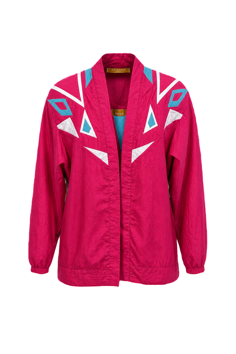 1980s Magenta Synthetic Jacket - Front View
