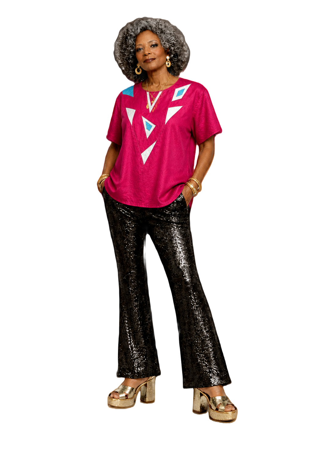 1980s Pink Synthetic Blouse - Model