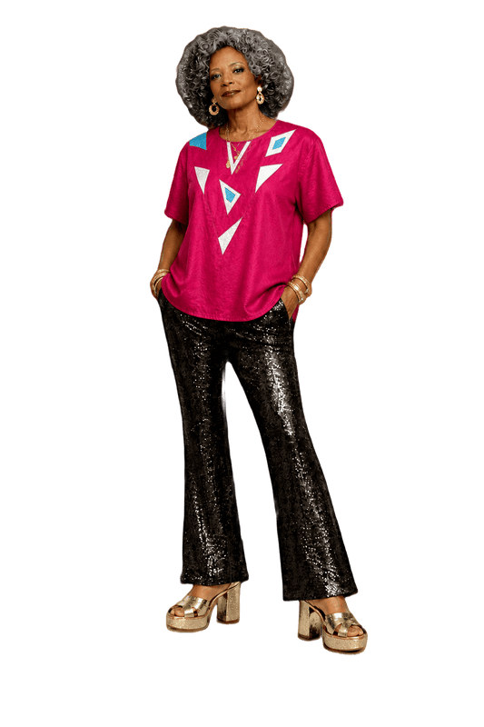 1980s Pink Synthetic Blouse - Model