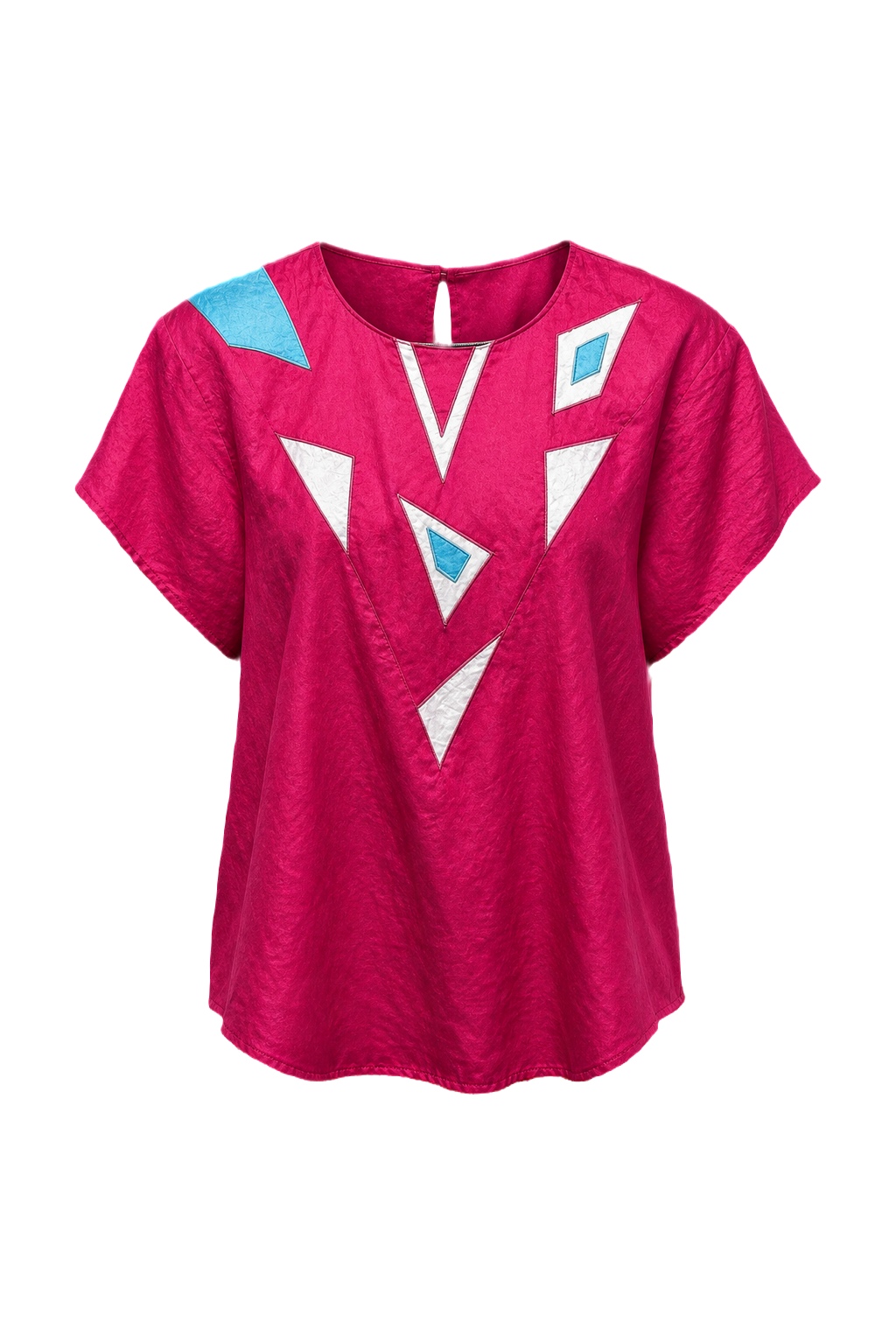 1980s Pink Synthetic Blouse - Front View