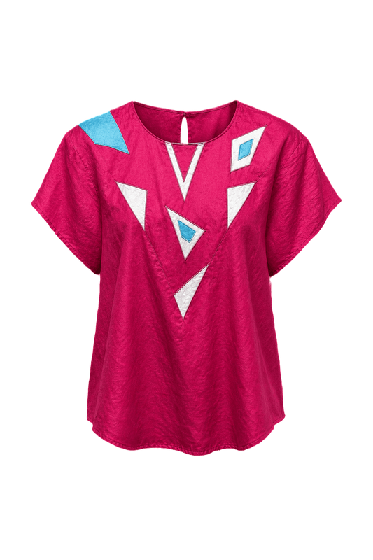 1980s Pink Synthetic Blouse - Front View