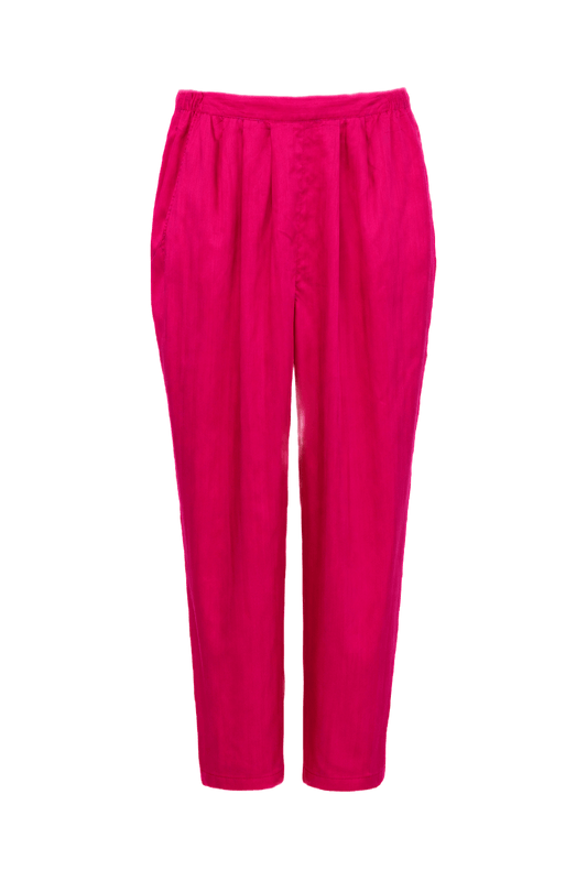 1980s Hot Pink Polyester Trousers - Front View