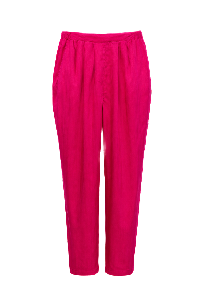 1980s Hot Pink Polyester Trousers - Front View