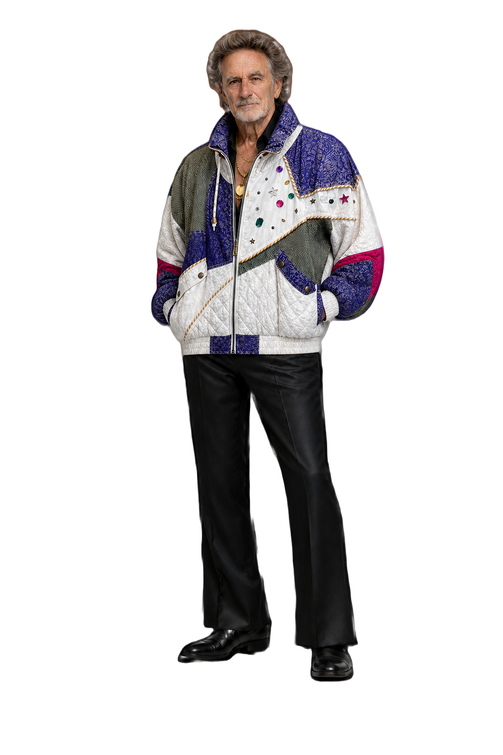1980s White Polyester Bomber Jacket - Model