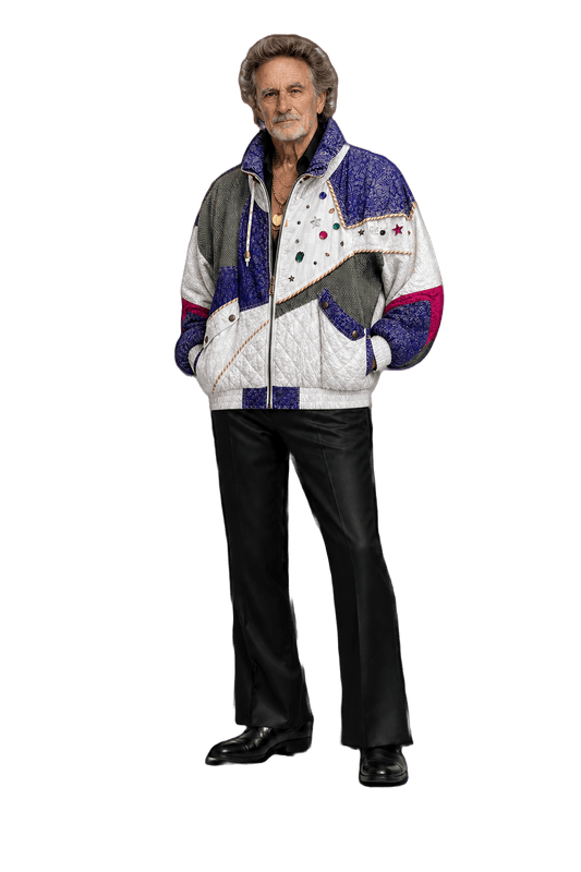 1980s White Polyester Bomber Jacket - Model