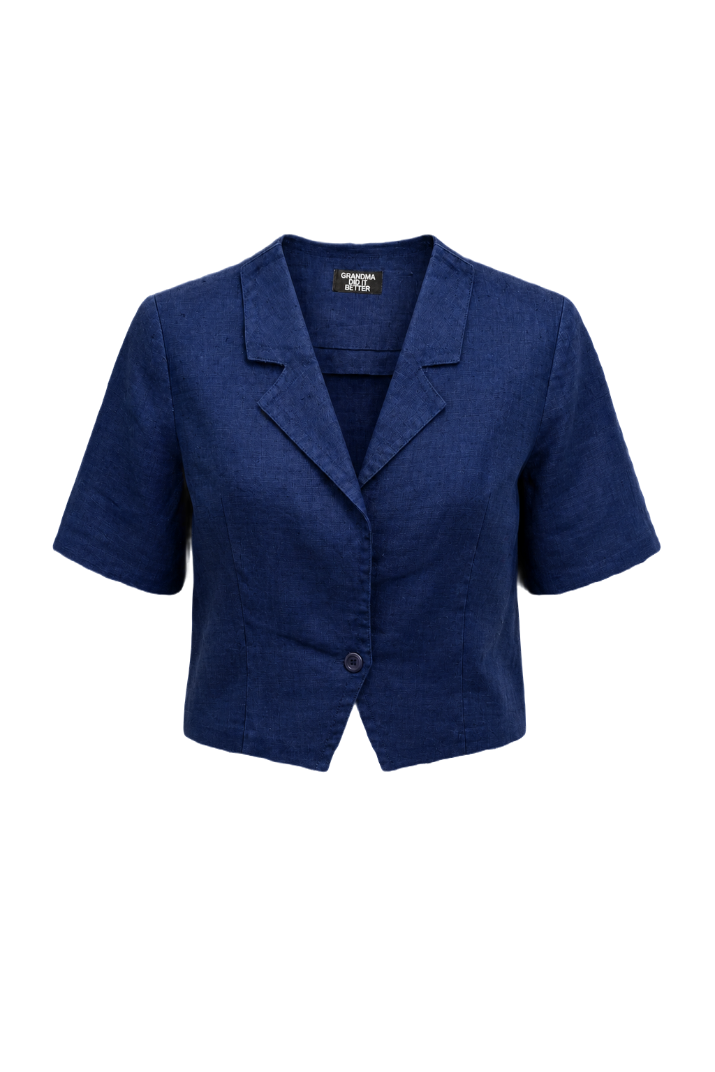 1950s Navy Blue Linen Blend Jacket - Front View