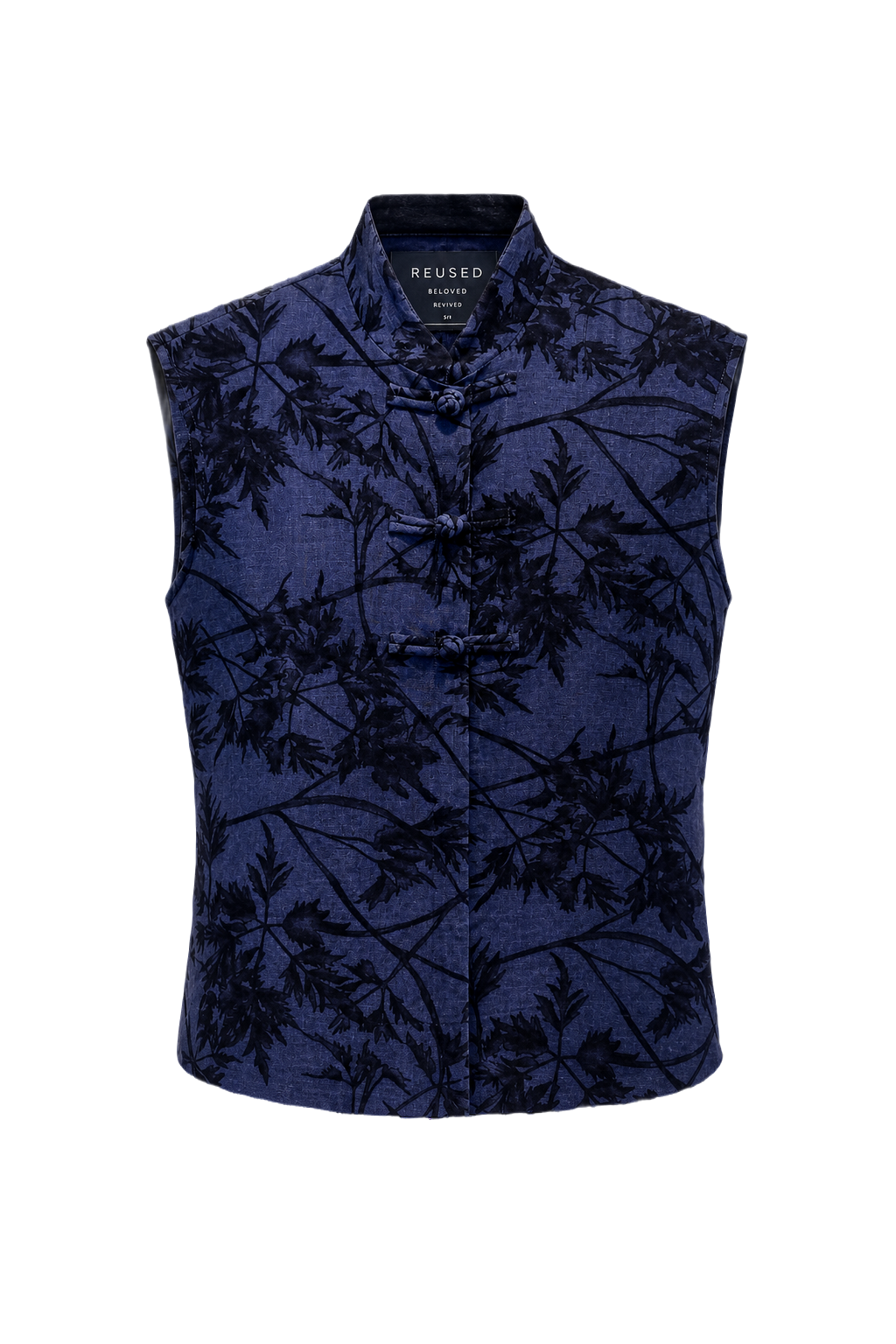 1970s Blue Cotton Vest - Front View