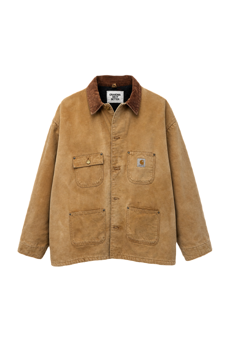 1990s Tan Cotton Canvas Jacket - Front View