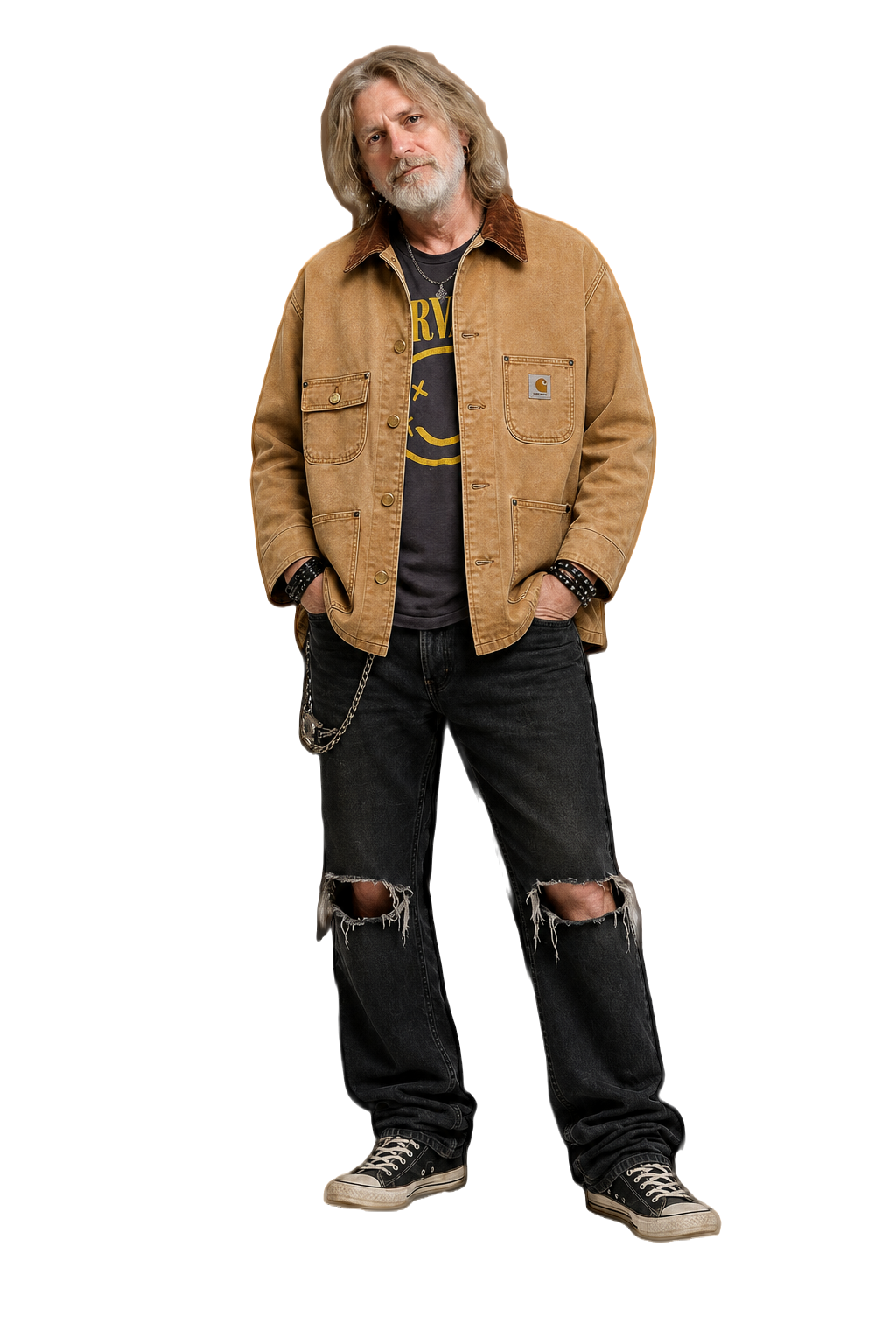 1990s Tan Cotton Canvas Jacket - Model