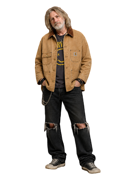 1990s Tan Cotton Canvas Jacket - Model