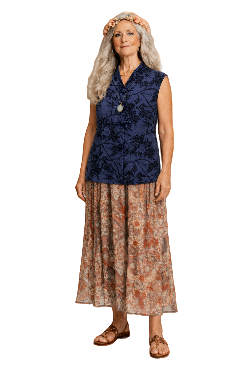 1970s Blue Cotton Vest - Model