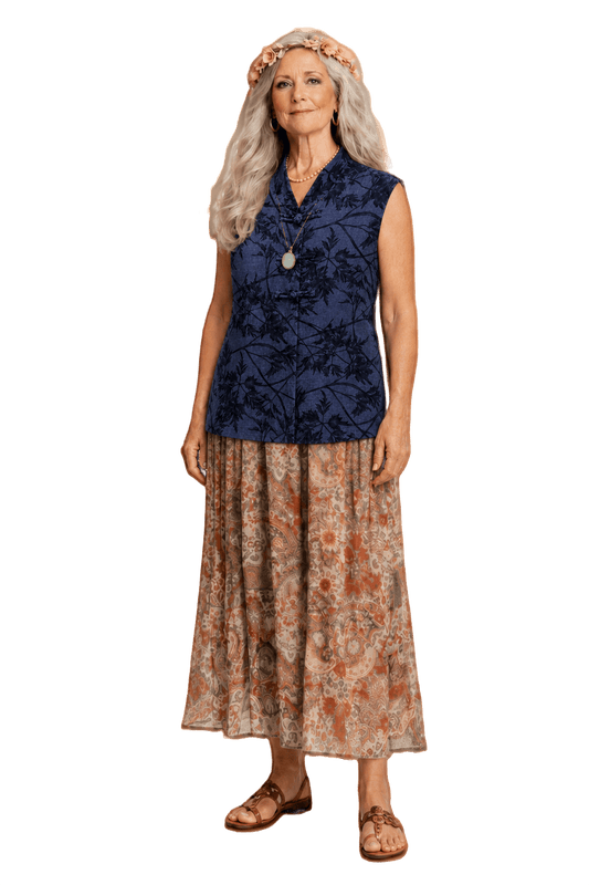 1970s Blue Cotton Vest - Model