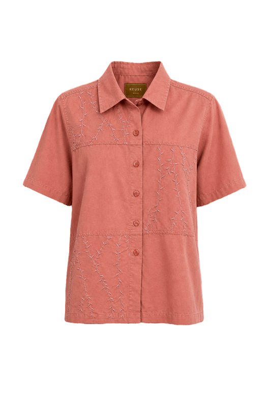 1970s Coral Cotton Shirt - Front View
