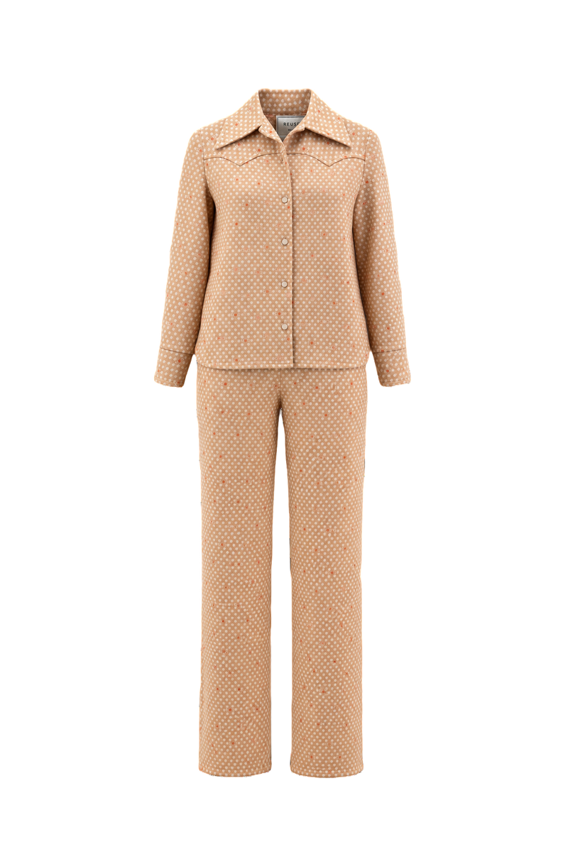1960s Peach Polyester 2-Piece Set - Front View