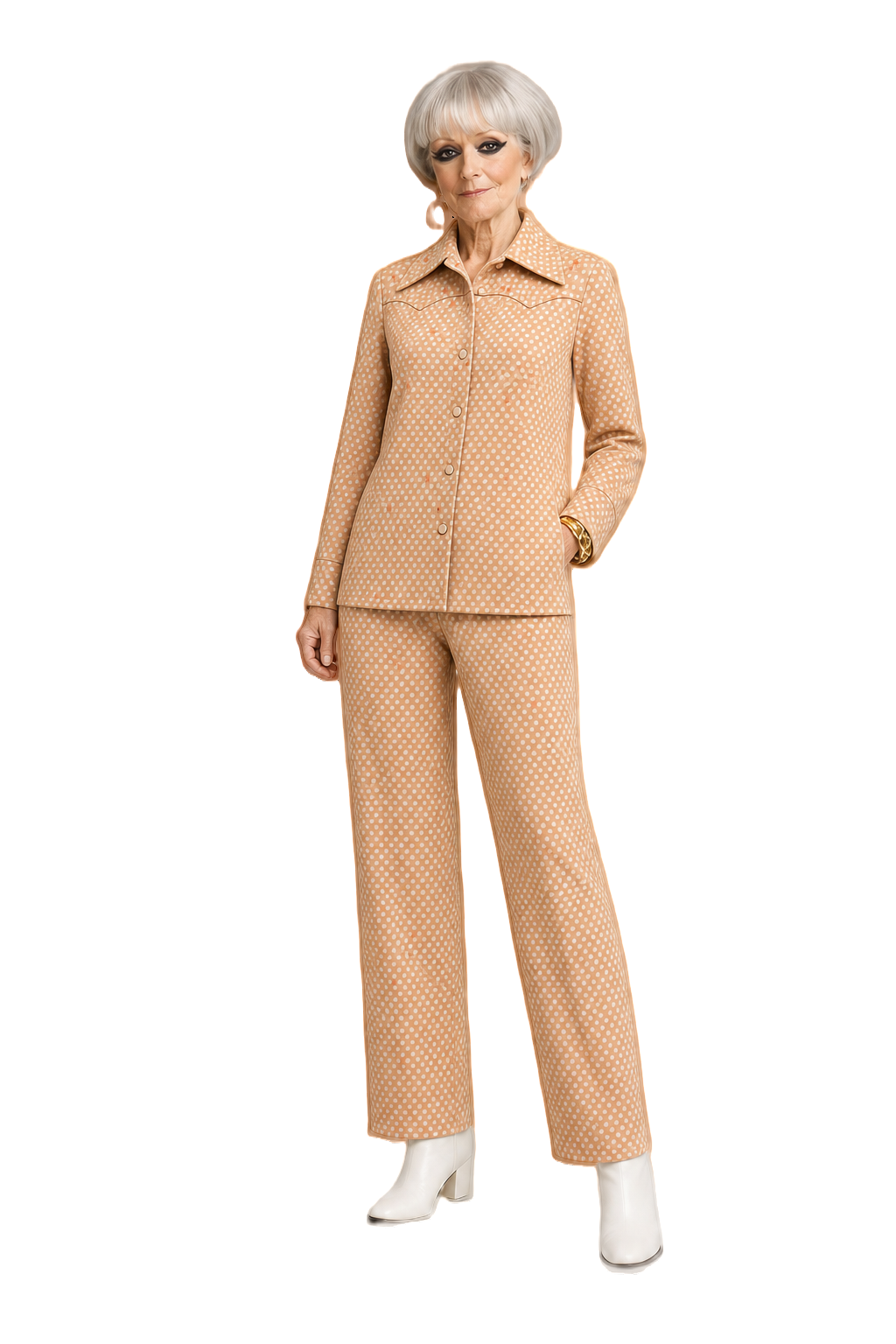 1960s Peach Polyester 2-Piece Set - Model
