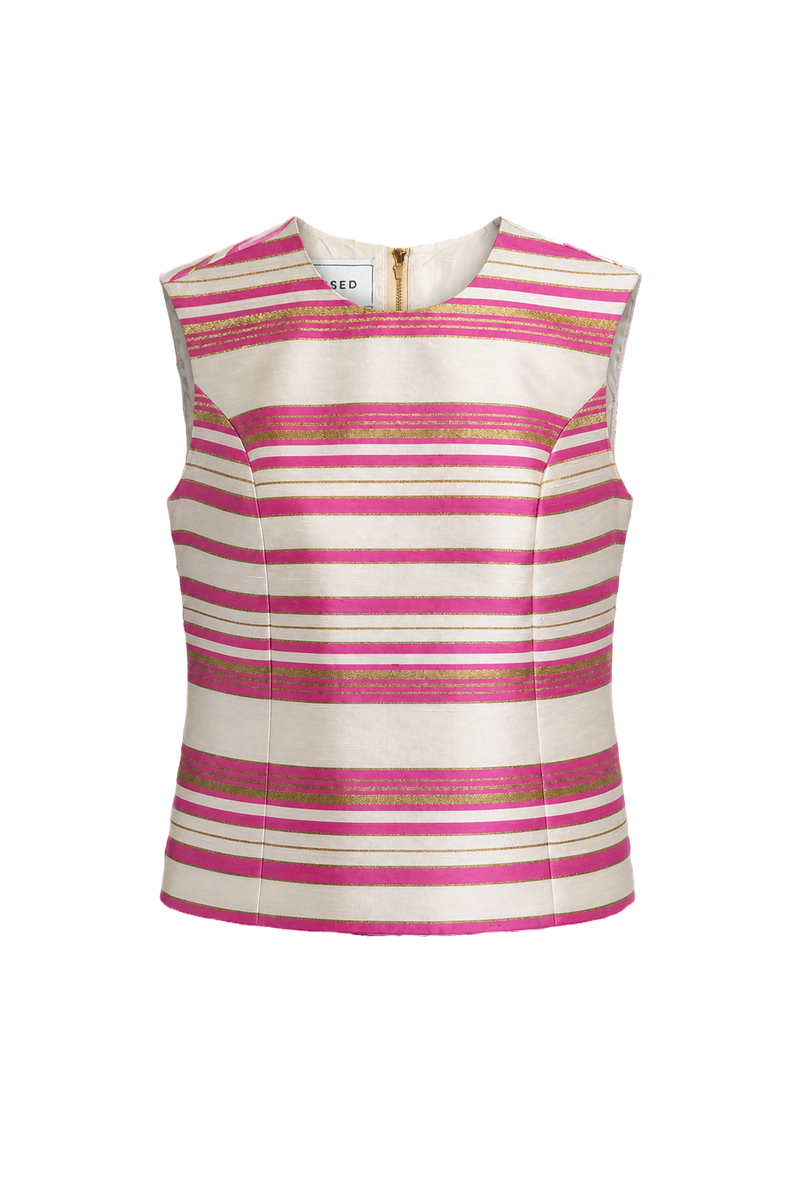 1960s Ivory Pink Unknown Blouse - Front View
