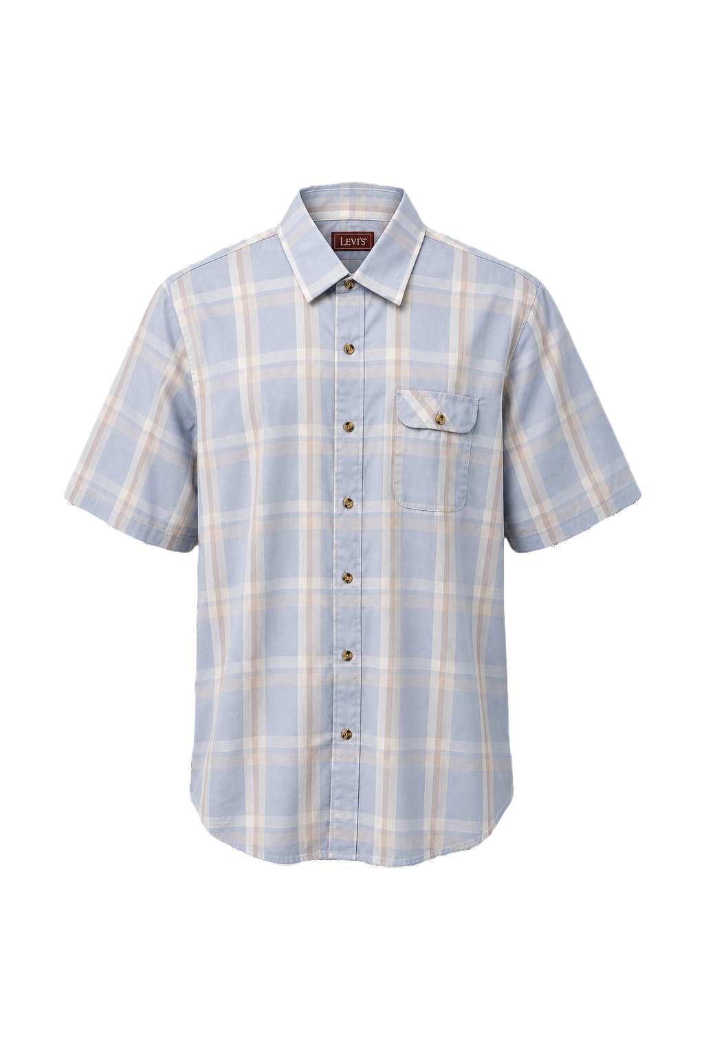 1970s Light Blue Cotton Shirt - Front View