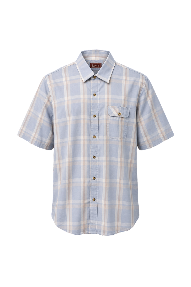 1970s Light Blue Cotton Shirt - Front View