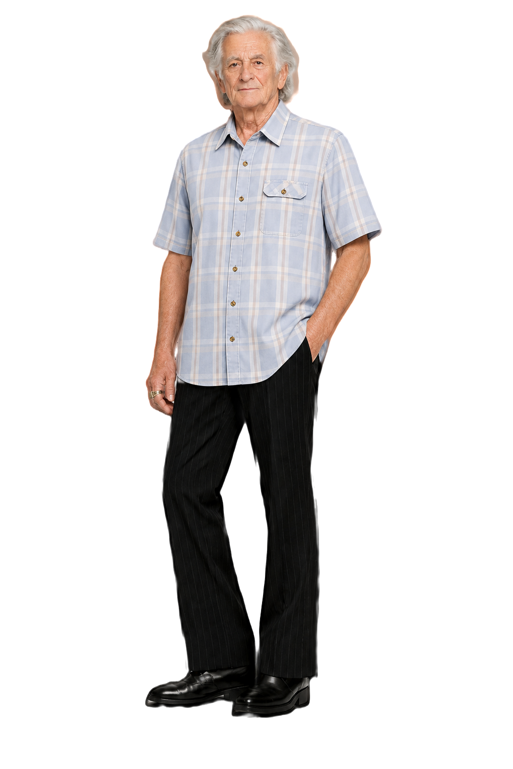 1970s Light Blue Cotton Shirt - Model